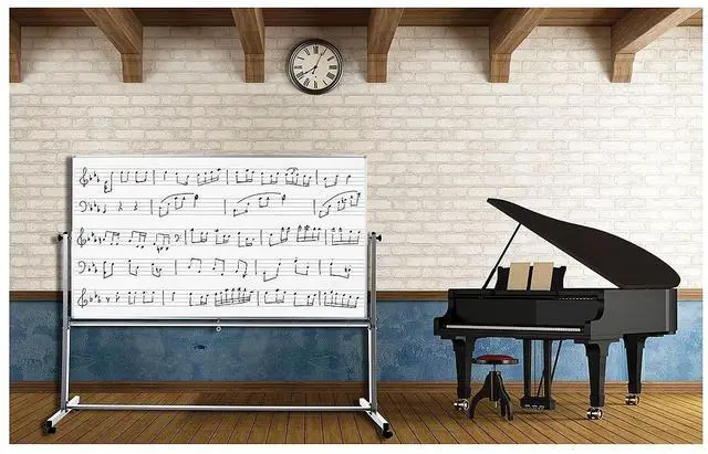 Alt view image 8 of 11 - Luxor Mobile Music Staff Whiteboard - Dual-Sided Music Notation - 72" x 48" - White Surface, Silver Aluminum Frame  MB7248MM