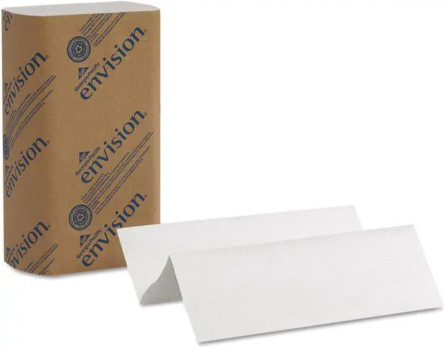 Alt view image 2 of 13 - Envision Multifold Paper Towels 1-Ply 9 1/5 x 9 2/5 White 250/Pack 16 Packs