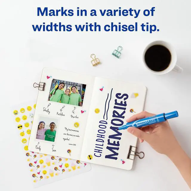 Alt view image 11 of 15 - Avery Marks-A-Lot Regular Desk-Style Permanent Marker Chisel Tip Blue Dozen