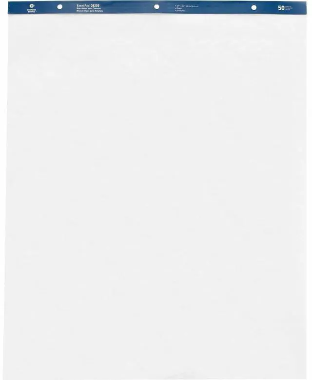 Main image of Business Source Standard Easel Pads Plain 27"x34" 50 Sheets 4/CT White 38205