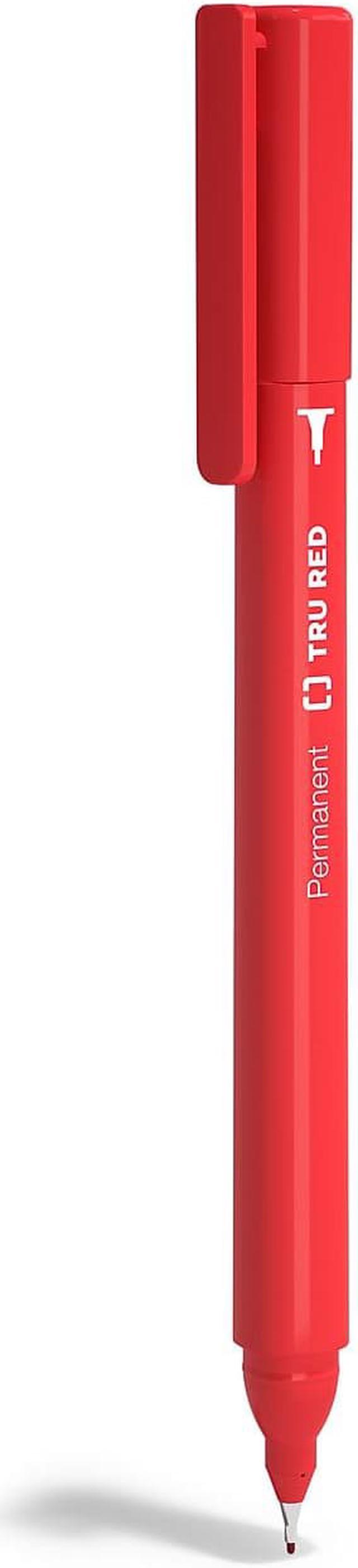 TRU RED™ Pen Permanent Markers, Ultra Fine Tip, Red, 12/Pack (TR54540)
