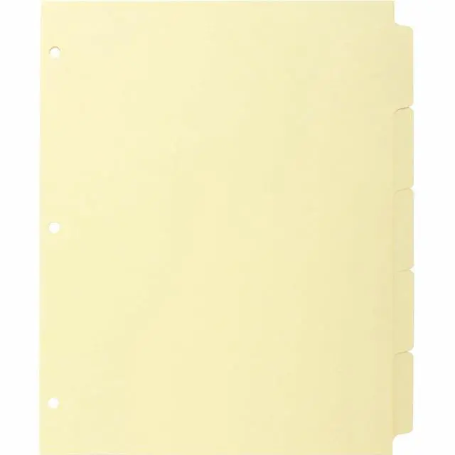 Main image of Business Source Plain Tab Indexes 3HP 5-Tab 11"x8-1/2" 36 Sets/BX Canary 16480