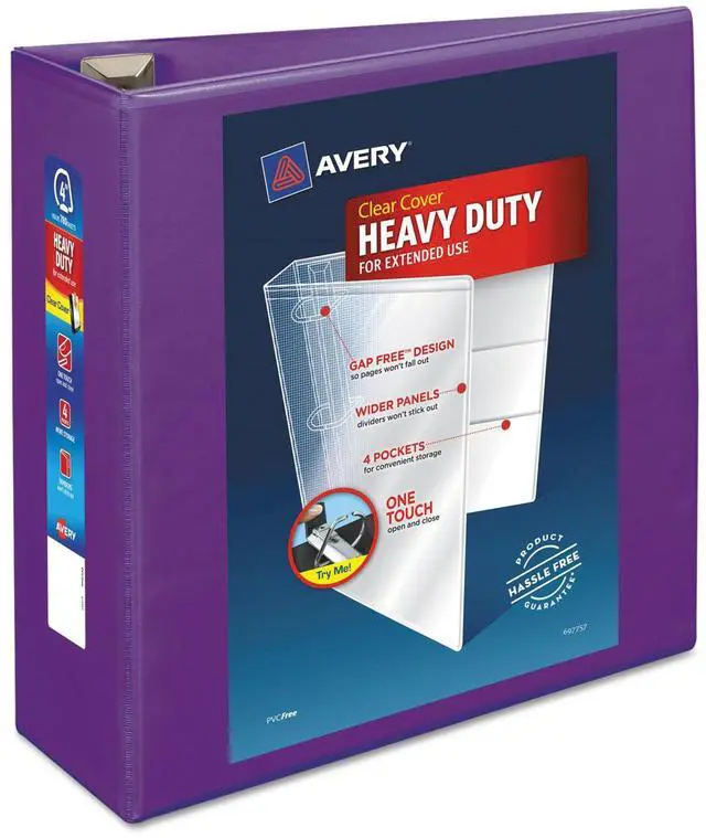 Main image of Avery Heavy-Duty View Binder w/Locking EZD Rings 4" Cap Purple 79813