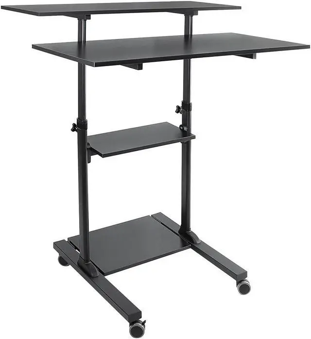 Alt view image 8 of 12 - Mount-It! Wide Mobile Stand Up Desk | Height Adjustable Rolling Workstation with 40" Wide Table Tops | Black