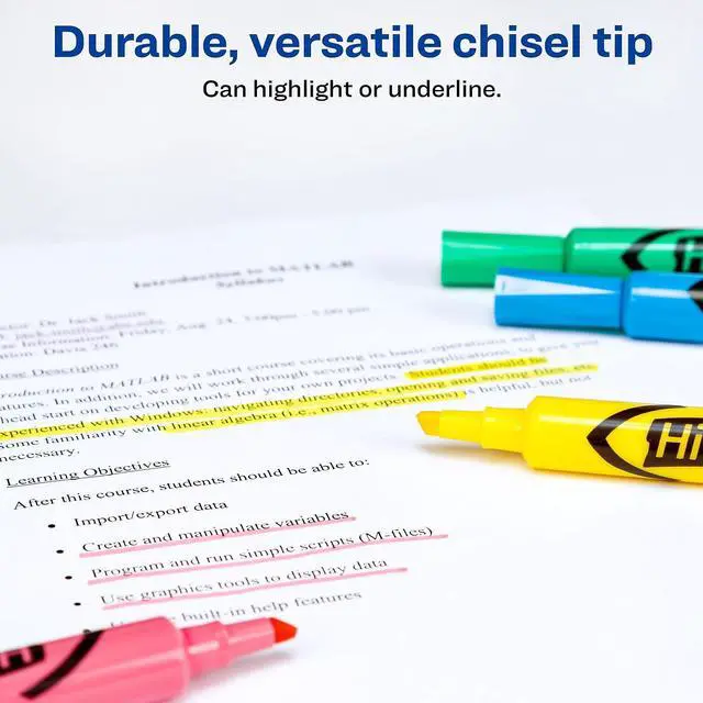 Alt view image 15 of 19 - Avery HI-LITER Desk-Style Highlighter Chisel Tip Assorted Colors 4/Set 17752