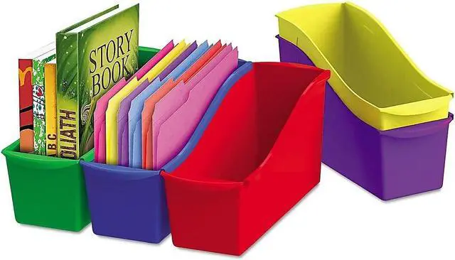Alt view image 13 of 17 - Storex Interlocking Book Bins 4 3/4 x 12 5/8 x 7 5 Color Set Plastic 70105U06C