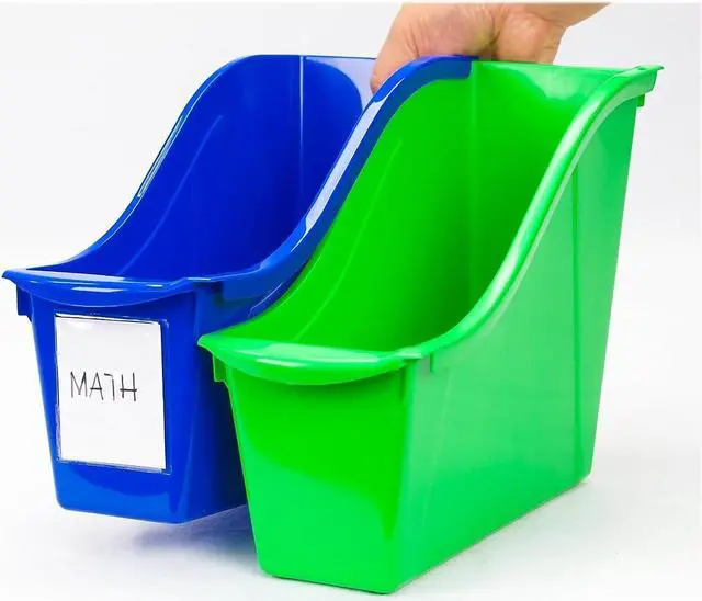 Alt view image 16 of 17 - Storex Interlocking Book Bins 4 3/4 x 12 5/8 x 7 5 Color Set Plastic 70105U06C