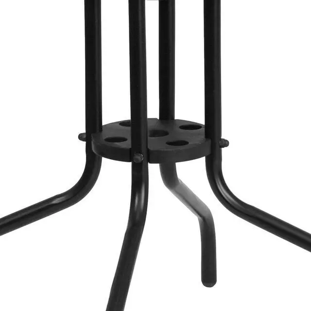 Alt view image 18 of 20 - 28'' Square Tempered Glass Metal Table with Gray Rattan Edging