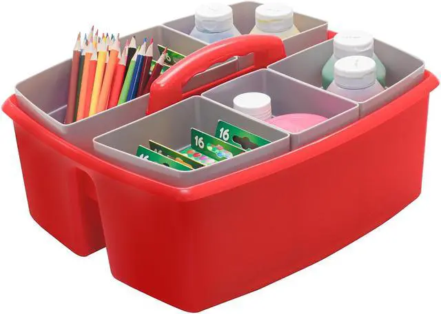 Alt view image 4 of 7 - Storex Large Caddy with Sorting Cups Red 2 Pack (00981U02C)