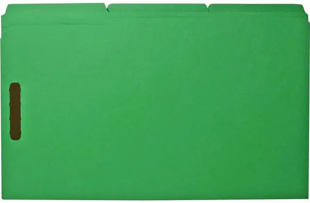 Main image of Sparco Fastener Folders w/ 2-Ply Tab 1/3 Ast Tab 50/BX Lgl Green SP17220