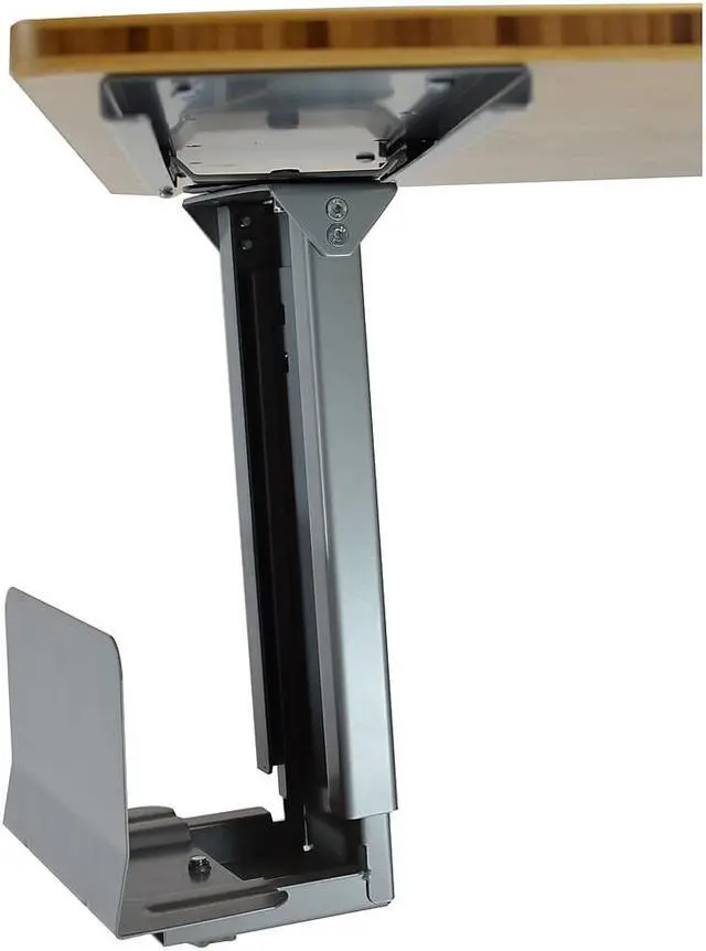 Alt view image 8 of 18 - CPU2 under desk steel cpu holder swivels 360 slides in and out pc tower mount cage holder ergonomic standing desk accessory desk organization de clutter metal adjustable height width gray