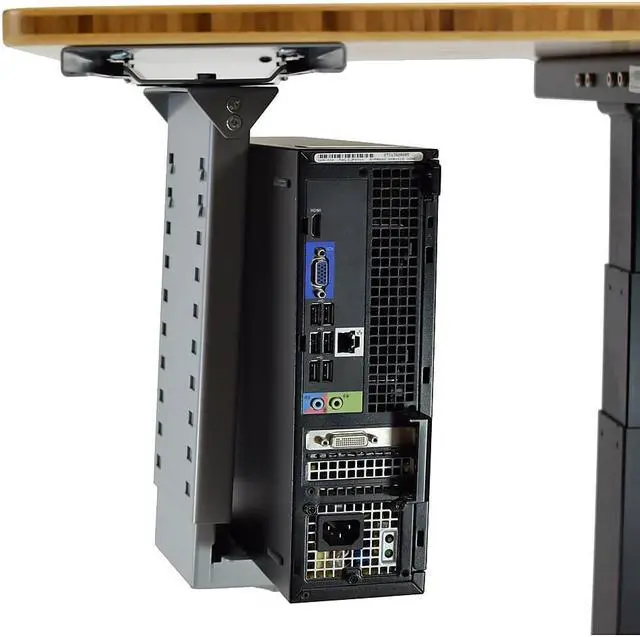 Alt view image 9 of 18 - CPU2 under desk steel cpu holder swivels 360 slides in and out pc tower mount cage holder ergonomic standing desk accessory desk organization de clutter metal adjustable height width gray