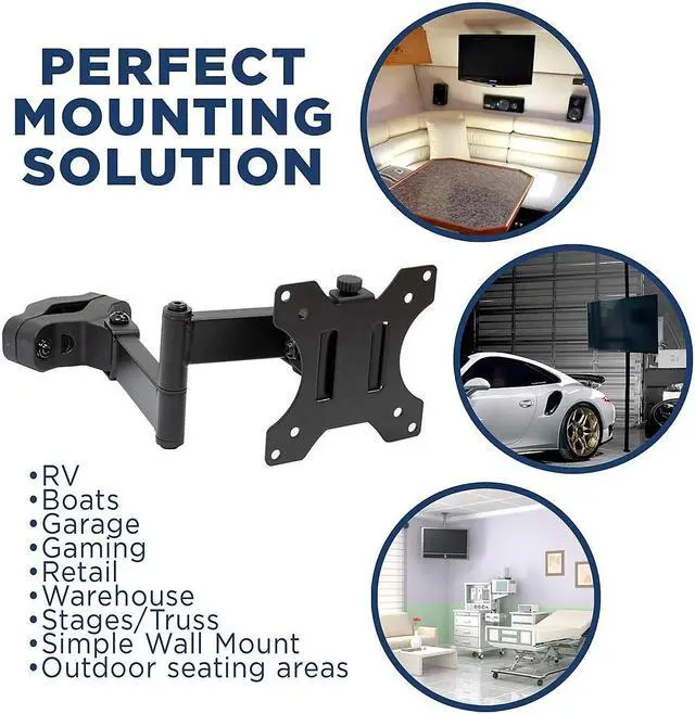 Alt view image 5 of 9 - Mount-It! Universal VESA Pole Mount with Articulating Arm | Fits 17 to 32 inch Monitors