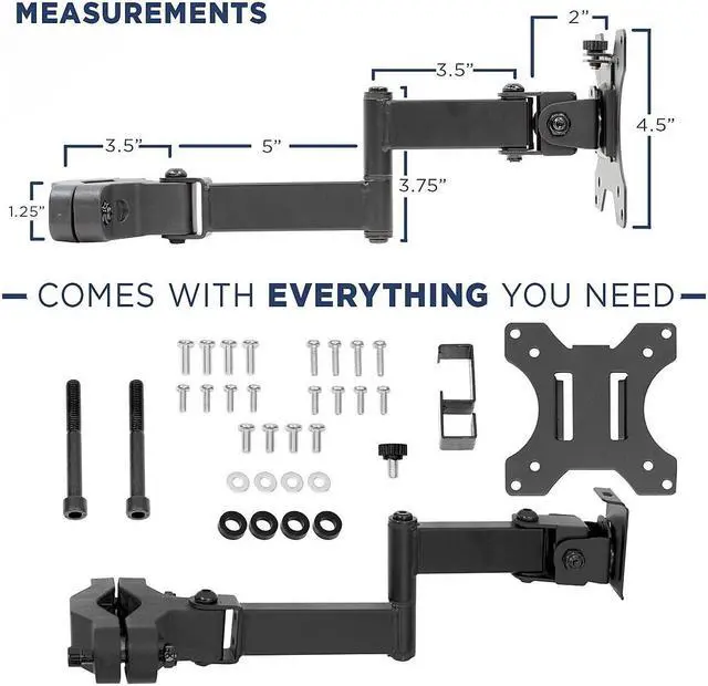 Alt view image 6 of 9 - Mount-It! Universal VESA Pole Mount with Articulating Arm | Fits 17 to 32 inch Monitors
