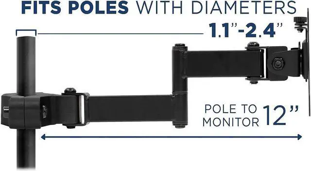 Alt view image 8 of 9 - Mount-It! Universal VESA Pole Mount with Articulating Arm | Fits 17 to 32 inch Monitors