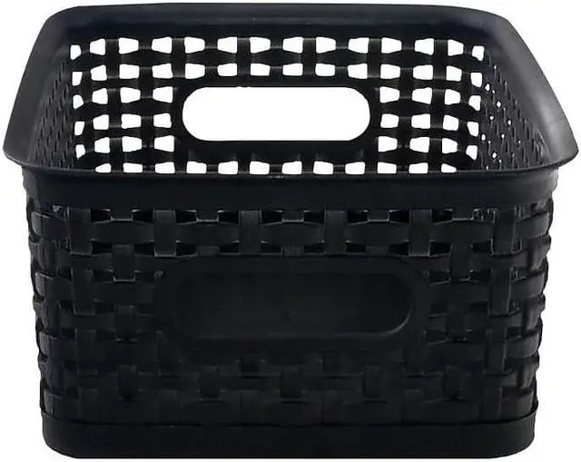 Main image of Staples Plastic Weave Bin Black Small 36000