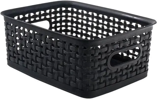 Alt view image 2 of 7 - Staples Plastic Weave Bin Black Small 36000