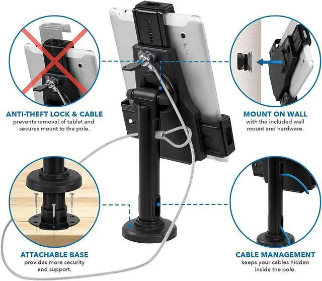 Alt view image 12 of 14 - Mount-It! Secure Universal Tablet POS Kiosk with Wall Bracket Add-on | Fits iPad 7.9"- 10.5" Tablets