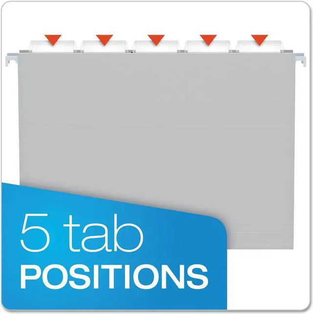 Alt view image 13 of 14 - Pendaflex Essentials Colored Hanging Folders 1/5 Tab Letter Gray 25/Box 81604
