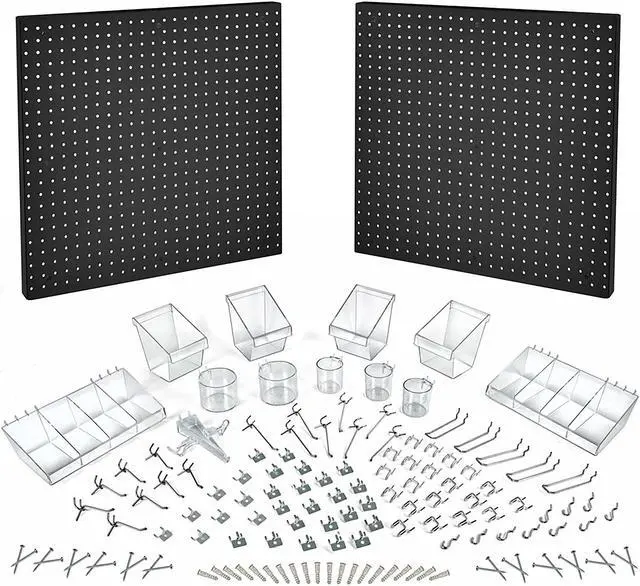Alt view image 7 of 10 - AZAR DISPLAYS 900988-BLK 125-Piece Pegboard Organizer Kit (2 - 24"x24")