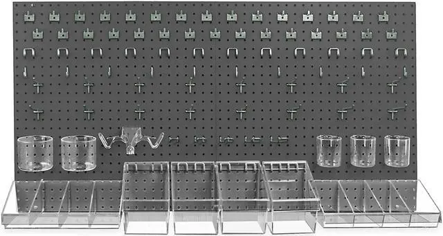 Alt view image 6 of 10 - AZAR DISPLAYS 900988-BLK 125-Piece Pegboard Organizer Kit (2 - 24"x24")