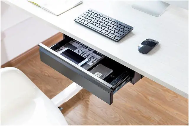 Alt view image 5 of 5 - Mount-It! Under Desk Pull-Out Drawer Kit with Smooth Sliding Track | Office Storage Organizer | Mounts to Desktops Tables and Workbenches Over 0.71 Inches Thick