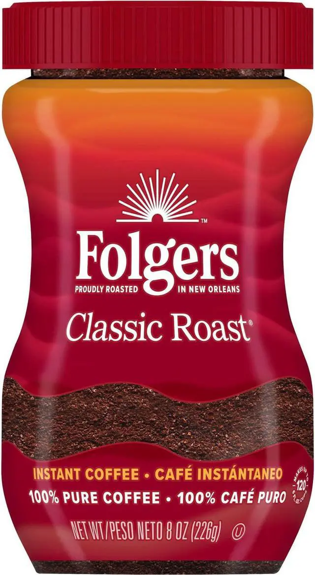 Main image of Instant Coffee Crystals Folgers Regular 8 oz Dark Brown 20629