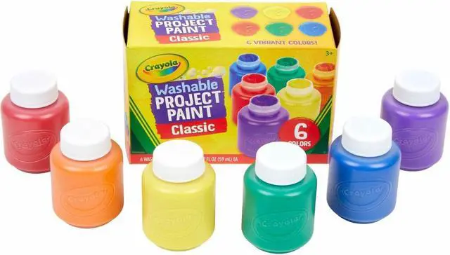 Alt view image 20 of 20 - Crayola Llc Formerly Binney & Smith BIN541204 Washable Kids Paint 6 Jar Set