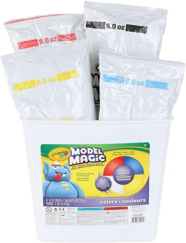 Alt view image 14 of 17 - Crayola Model Magic Modeling Compound 8oz each Blue/Red/White/Yellow 2lbs. 574415