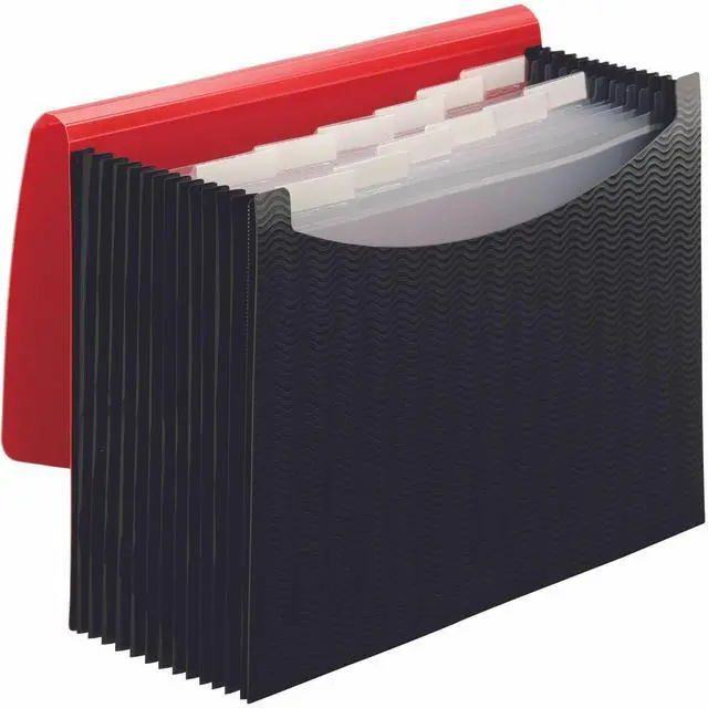 Alt view image 6 of 16 - Smead Poly Frequency Expanding File 12 Pockets Black/Red Flap 70866
