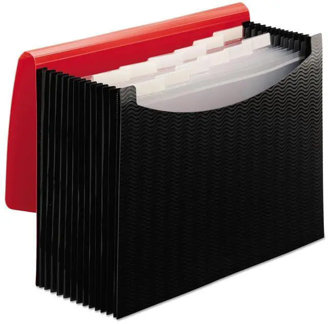 Alt view image 7 of 16 - Smead Poly Frequency Expanding File 12 Pockets Black/Red Flap 70866
