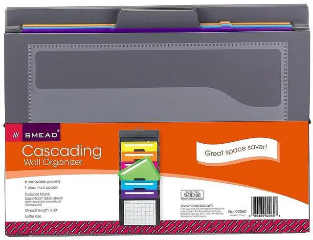 Alt view image 20 of 20 - Smead Organizer,Wall,6pckt,Gy 92060