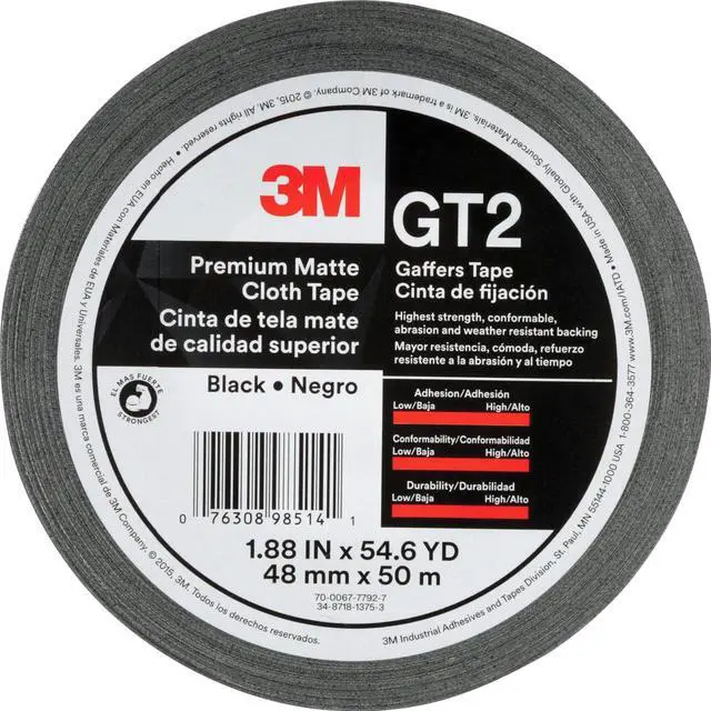Alt view image 2 of 18 - 3M Matte Cloth Tape 1-9/10"x163-4/5' 11 mil BK GT2 - OEM