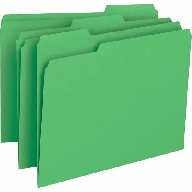 Main image of Business Source File Folder 11pt 1/3 Cut Assorted Tabs Letter 100/BX GN 65777