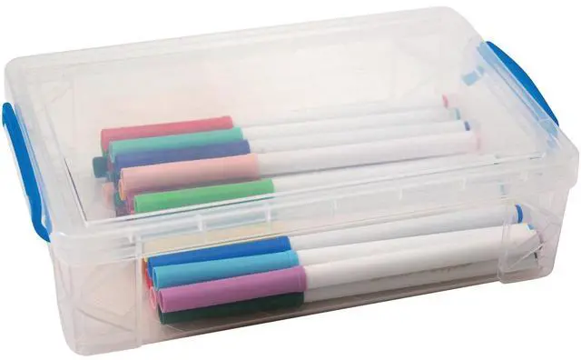 Alt view image 11 of 14 - Advantus 37539 Super Stacker Large Pencil Box, 9 X 5 1/2 X 2 5/8, Clear