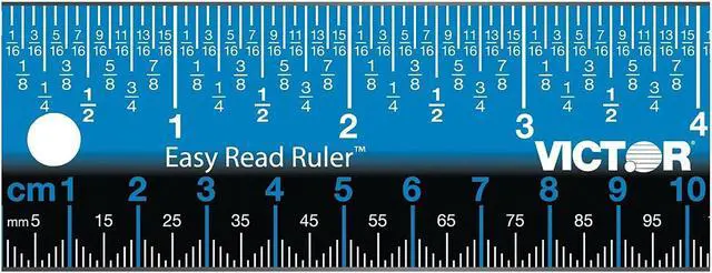 Alt view image 18 of 18 - Victor Easy Read Stainless Steel Ruler Standard/Metric 12" Blue EZ12SBL