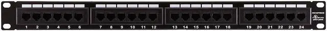 Alt view image 8 of 14 - Monoprice 24-Port Cat6 Patch Panel, 110 Type (568A/B Compatible) Black Painted Steel Panel, UL Listed