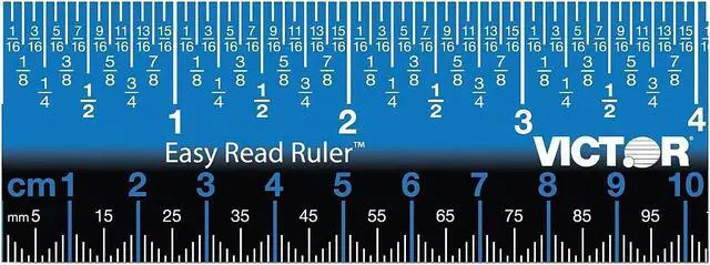 Alt view image 17 of 18 - Victor Easy Read Stainless Steel Ruler Standard/Metric 12" Blue EZ12SBL