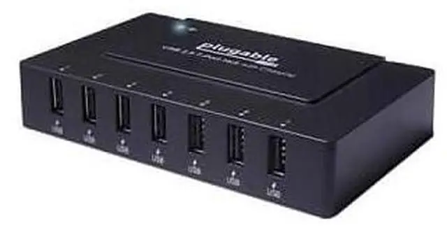 Alt view image 10 of 10 - 7 Port USB Hub - Plugable USB Hub for Multiple Devices and USB 2.0 Data Transfer with a 60W Power Adapter - Driverless