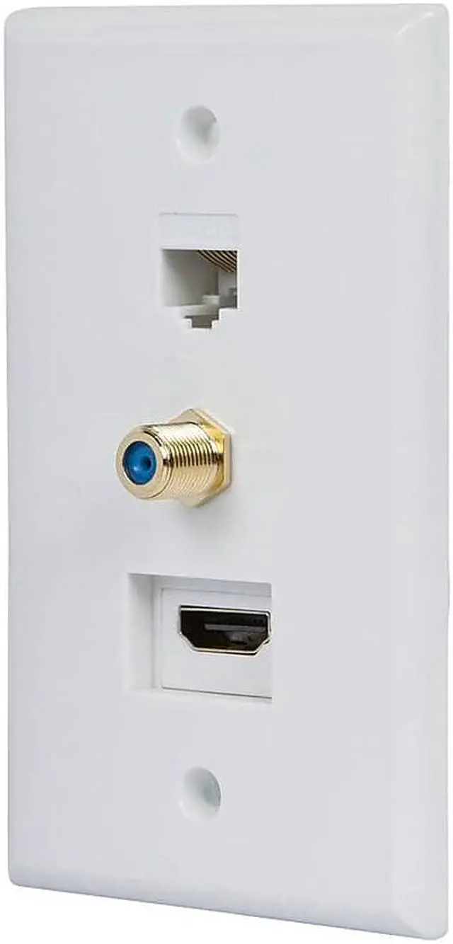 Alt view image 4 of 6 - Monoprice Recessed HDMI Wall Plate With 1* HDMI F/F Adapter, 1*RJ45 Cat5e Coupler & 1* F Connector | Gold Plated