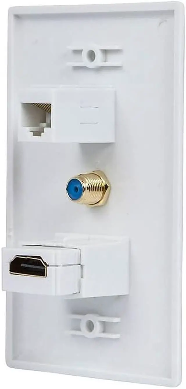 Alt view image 5 of 6 - Monoprice Recessed HDMI Wall Plate With 1* HDMI F/F Adapter, 1*RJ45 Cat5e Coupler & 1* F Connector | Gold Plated