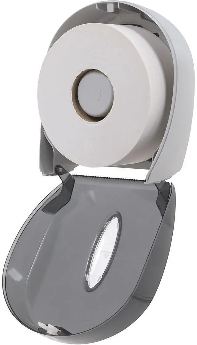 Alt view image 12 of 15 - Georgia Pacific 59009 Jumbo Jr. Bathroom Tissue Dispenser, 11.29" x 10.61" x 5.39", Translucent Smoke