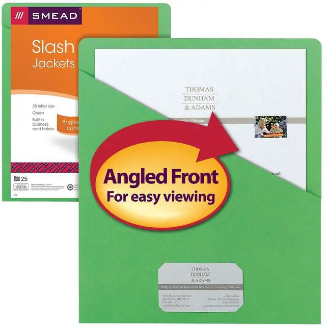 Alt view image 15 of 16 - Smead Slash Jacket 9-3/4"x11-1/2" 25/PK 11 Pt Green 75432