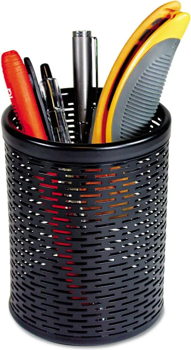 Main image of Artistic Urban Collection Punched Metal Pencil Cup 3 1/2 x 4 1/2 Black ART20005