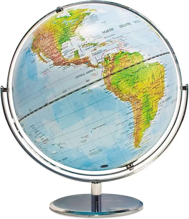 Alt view image 11 of 11 - Advantus 12-Inch Globe with Blue Oceans Silver-Toned Metal Desktop Base Full-Meridian 30502