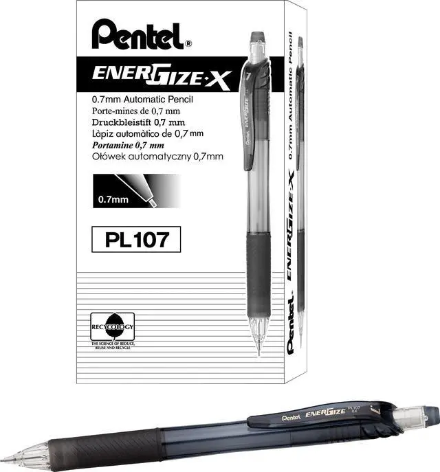 Alt view image 10 of 10 - Pentel EnerGize X Mechanical Pencil .7 mm Black Barrel Dozen PL107A