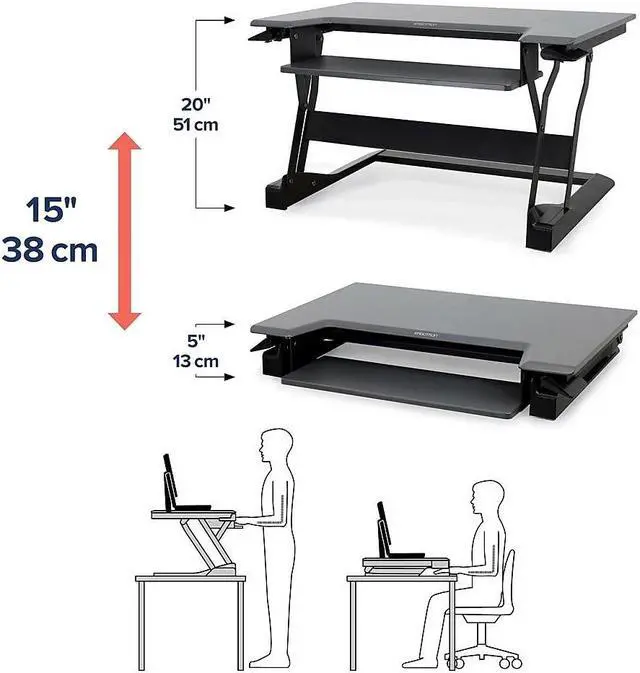 Alt view image 19 of 20 - Ergotron 33-397-085 WorkFit-T, Standing Desk Workstation (Black with Grey Surface)