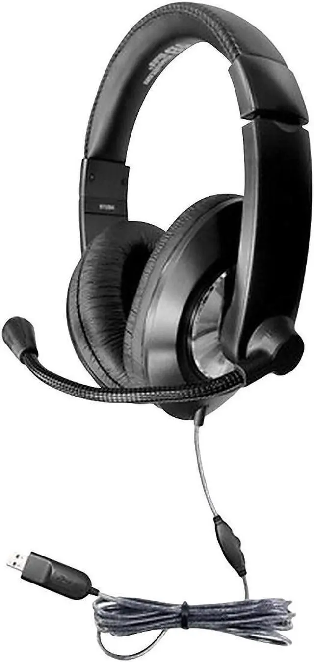 Alt view image 8 of 9 - HamiltonBuhl ST2BKU Smart-Trek™ Deluxe Stereo Headset with In-Line Volume Control and USB Plug - Black