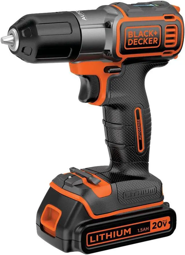 Alt view image 10 of 17 - Black & Decker BDCDE120C 20V MAX Lithium-Ion 3/8 in. Cordless Drill Driver Kit with Autosense Technology (2 Ah)