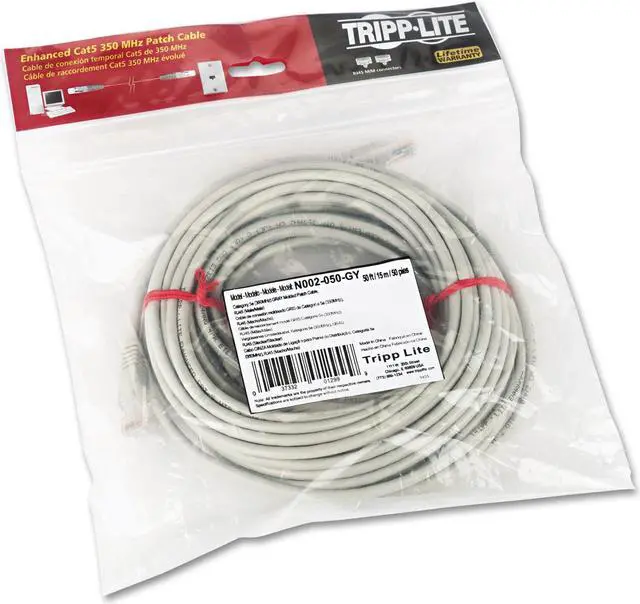 Alt view image 20 of 20 - TRIPP LITE N002-050-GY 50 ft. Cat 5E Gray 350MHz Molded Patch Cable
